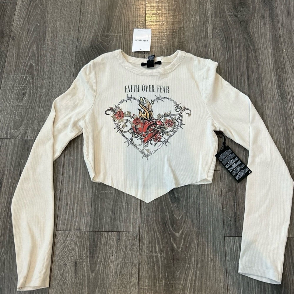 Ed Hardy Cream Long Sleeve Top